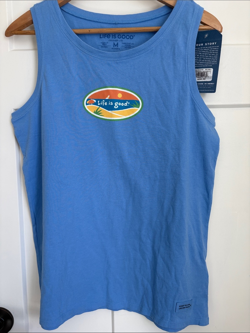 Life Is Good Blue Tank with Colorful Oval 'Life is good.' Logo